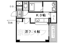 京阪本線 樟葉駅 徒歩19分の賃貸アパート 1階1Kの間取り
