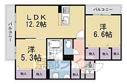 ミラーエステート　イーストビル 2階2LDKの間取り