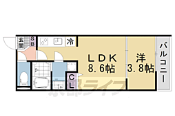 JR東海道・山陽本線 山科駅 徒歩10分の賃貸マンション 3階1LDKの間取り