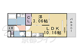 近鉄京都線 興戸駅 徒歩6分の賃貸アパート 2階1LDKの間取り