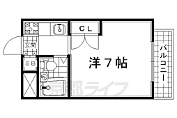フォンティーヌ 3階1Kの間取り