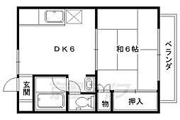 京都地下鉄東西線 御陵駅 徒歩8分の賃貸アパート 2階1DKの間取り