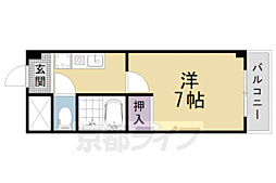 京都地下鉄東西線 椥辻駅 徒歩7分の賃貸マンション 2階1Kの間取り