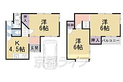 京都地下鉄東西線 椥辻駅 徒歩10分の賃貸一戸建て 3DKの間取り