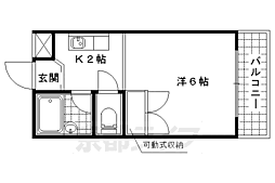 京都地下鉄東西線 御陵駅 徒歩4分の賃貸マンション 1階1Kの間取り