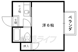京都地下鉄東西線 山科駅 徒歩11分の賃貸マンション 2階1Kの間取り