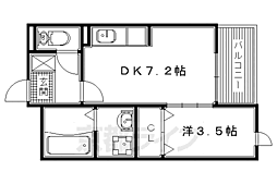 京阪本線 樟葉駅 徒歩19分の賃貸アパート 2階1DKの間取り
