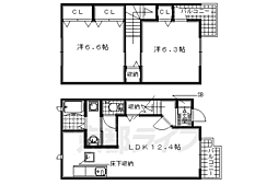 京阪本線 石清水八幡宮駅 3.6kmの賃貸アパート 1階2LDKの間取り
