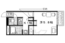 JR片町線(学研都市線) 藤阪駅 徒歩10分の賃貸アパート 2階1Kの間取り