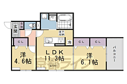 GRAMM北浜 2LDKの間取図画像