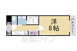 ジュピター桂 1Kの間取図画像