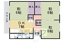 京都市洛西北福西市営住宅30棟 3DKの間取図画像