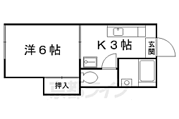 フォーブル伏見 1Kの間取図画像