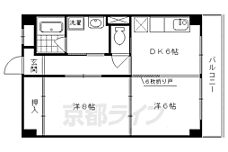 レフィナード京都西大路 2DKの間取図画像