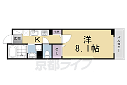 バンブス西院 1Kの間取図画像