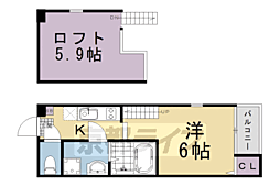 ハーモニーテラス淀新町II 1Kの間取図画像