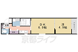 フォーリアライズ京都東寺 1DKの間取図画像