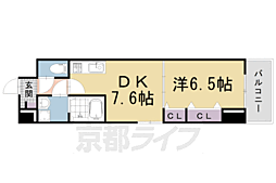 桂川サン・ライフ 1DKの間取図画像