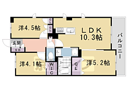 パインフィールド洛西 3LDKの間取図画像