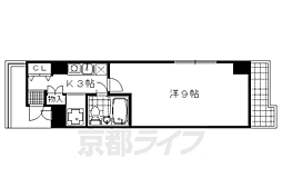 パラドール西院パート1 1Kの間取図画像