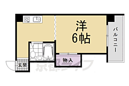 万里小路アベニュー 1Kの間取図画像