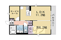 京都市右京区西京極郡町アパート 1SLDKの間取図画像