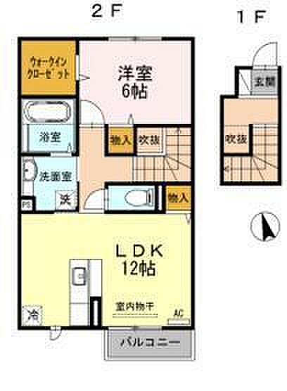 ガレンド吉尾　B棟 ｜宮崎県都城市吉尾町(賃貸アパート1LDK・2階・56.26㎡)の写真 その2