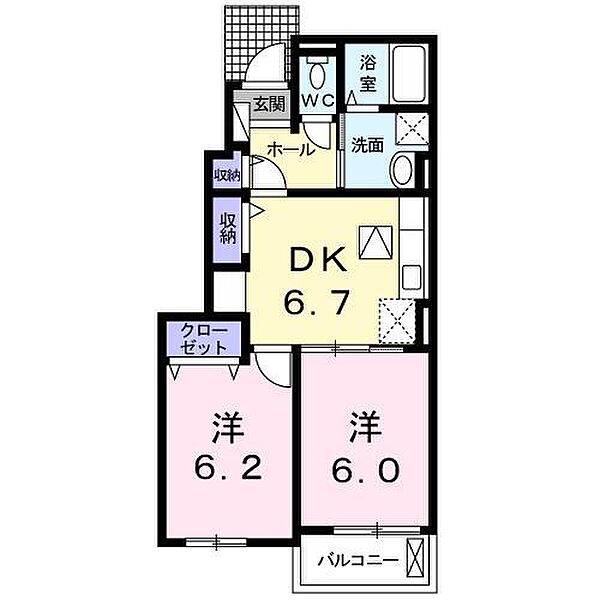 ノースパークC ｜宮崎県都城市吉尾町(賃貸アパート2DK・1階・45.82㎡)の写真 その2