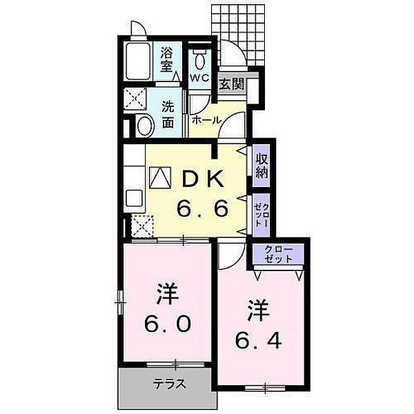 ベル・デーアIII 102｜宮崎県宮崎市大塚町馬場崎(賃貸アパート2DK・1階・46.24㎡)の写真 その2