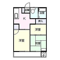 安井アパート 3Kの間取図画像