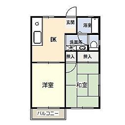パレスＥ 2階2DKの間取り