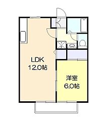 アボンリー 2階1LDKの間取り