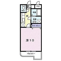 ラフィ−ナサイト2 4階1Kの間取り
