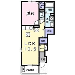 ベルグランツII 1階1LDKの間取り