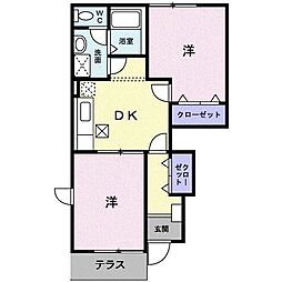 ヴィラエミネンスＡ 1階2DKの間取り