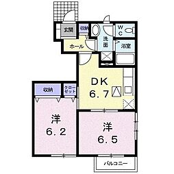 フォルムエクセレント　Ａ 1階2DKの間取り