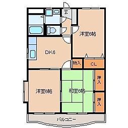 ケイアイビル 3階3DKの間取り