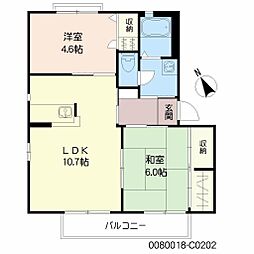 ビーチ・ヒル　C棟 2階2LDKの間取り