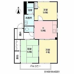 ロータス・1 2階1LDKの間取り