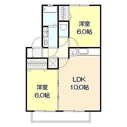 ウィルモアG　A棟 2階2LDKの間取り