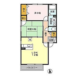 マルクイーン　A棟 1階2LDKの間取り