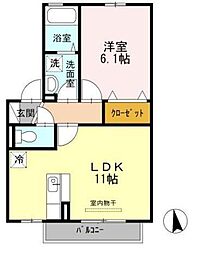 ＳＯＨＯ’Ｓ　吉尾　Ａ棟 2階1LDKの間取り