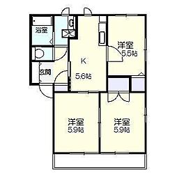 さわやかゆうゆう 2階3Kの間取り
