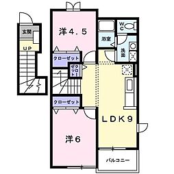 フォーリスト　ナチュラル　Ａ 2階2LDKの間取り