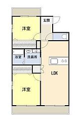レセーナ 2階2LDKの間取り