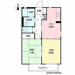 ルーチェレ・ドーマB棟 2階1LDKの間取り