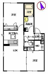 トップスターコート宮崎　Ｃ棟 1階2LDKの間取り