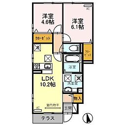 room　M 1階2LDKの間取り