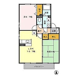 セピアコート　Ｃ棟 2階2LDKの間取り