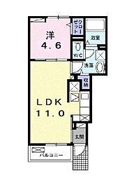 グラシアス 1階1LDKの間取り